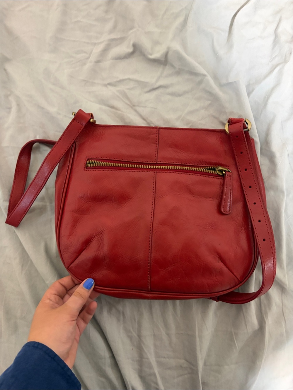 HOBO Red Leather Crossbody Bag with Gold Hardware - Picture 8 of 8
